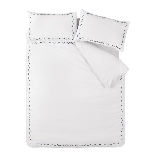 Lenjerie de pat albă-albastră pentru pat dublu/extinsă 230x220 cm Scallop Border – Catherine Lansfield