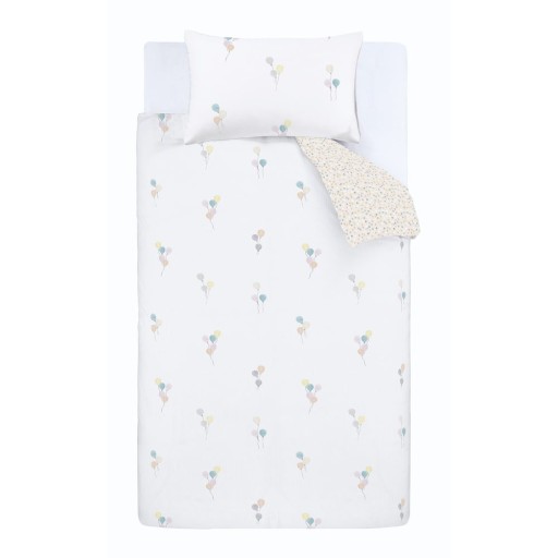 Lenjerie de pat pentru copii albă-bej din flanelă pentru pat dublu 200x200 cm Balloons Spot – Bianca
