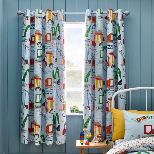 Draperii pentru copii albastre 2 buc. 168x183 cm Digger Dreams – Catherine Lansfield