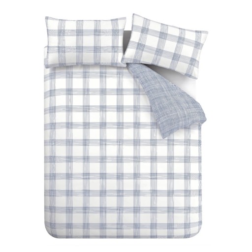 Lenjerie de pat albă-albastră din bumbac pentru pat dublu/extinsă 260x220 cm Marlow Check – Bianca
