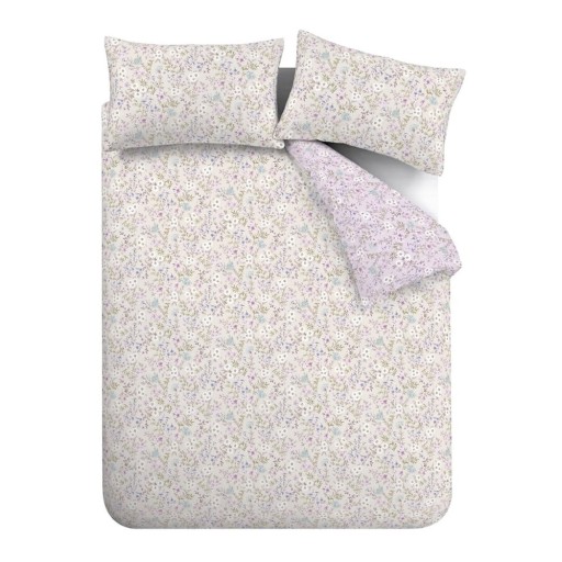 Lenjerie de pat mov lavandă-bej din bumbac pentru pat dublu/extinsă 230x220 cm Ditsy Floral – Bianca
