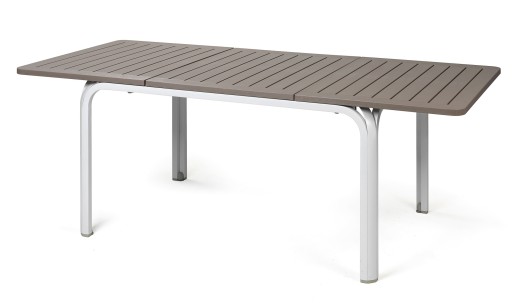 Masa exterior Nardi Alloro 140 extensibila  max 210x100cm  baza aluminiu alba  top tortora