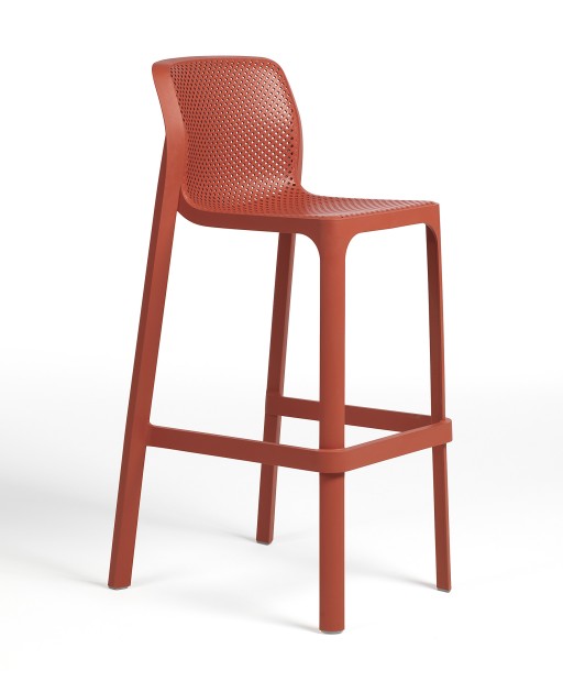 Scaun inalt exterior Nardi Net Stool  h76cm  rosu corallo