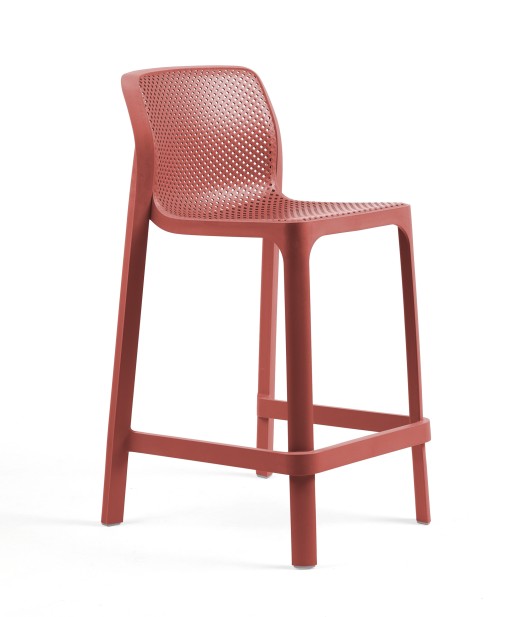 Scaun inalt exterior Nardi Net Mini Stool  h65cm  rosu corallo