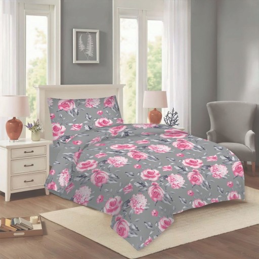 Lenjerie de pat roz-gri din bumbac pentru pat de o persoană 140x200 cm Dana – Cotton House