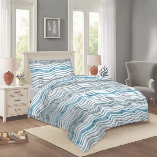 Lenjerie de pat albastră din bumbac pentru pat de o persoană 140x200 cm Jasana – Cotton House