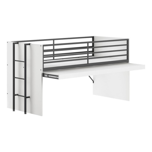 Pat pentru copii alb înalt cu somieră 90x200 cm Sam – Vipack