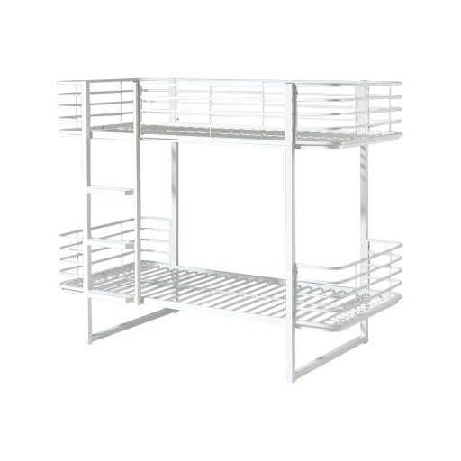 Pat pentru copii alb supraetajat din metal cu somieră 90x200 cm Oscar – Vipack