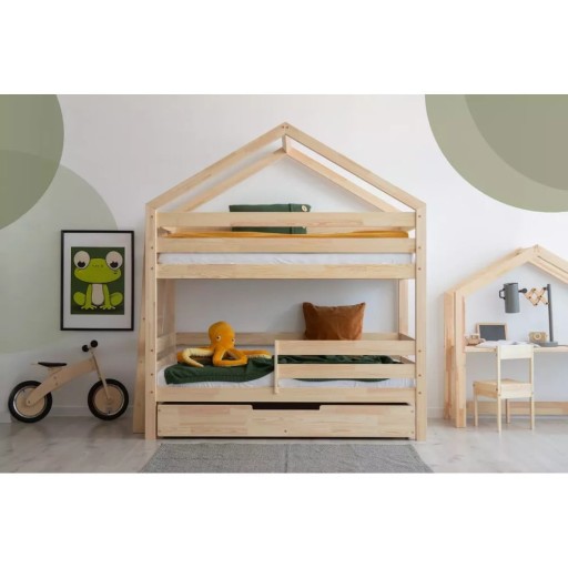 Pat pentru copii în culoare naturală cu spațiu de depozitare cu somieră 90x180 cm DMPB – Adeko