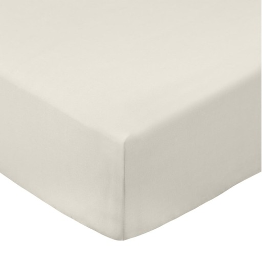 Cearceaf bej din bumbac percal cu elastic 185x200 cm Cotton Percale – Bianca