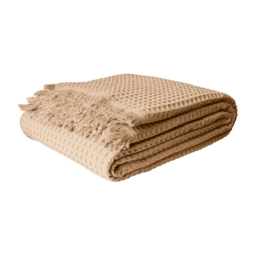 Cuvertură bej din bumbac 140x200 cm Waffle – Mijolnir
