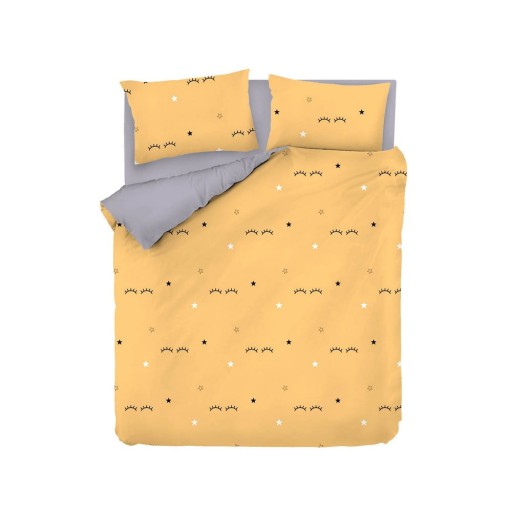 Lenjerie de pat galbenă-gri pentru pat dublu 200x200 cm Dide – Mijolnir