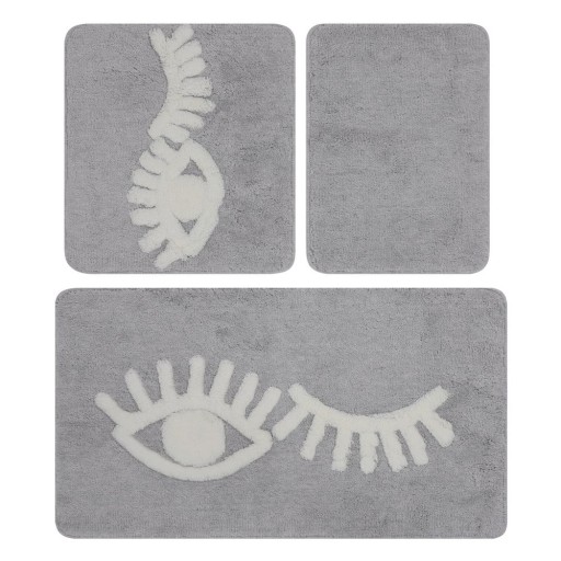 Covorașe de baie gri 3 buc. 60x100 cm Big Eyes – Foutastic