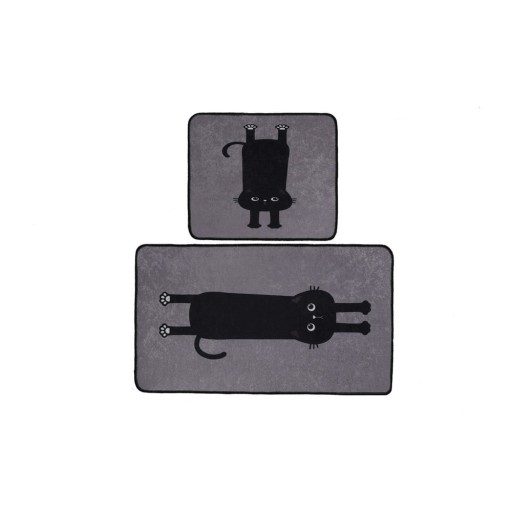 Covorașe de baie negre-gri 2 buc. 60x100 cm Comfort – Foutastic