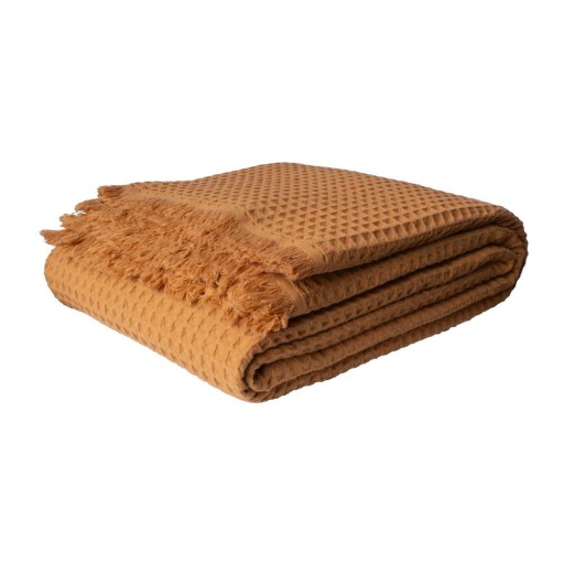 Cuvertură arămie din bumbac 140x200 cm Waffle – Mijolnir