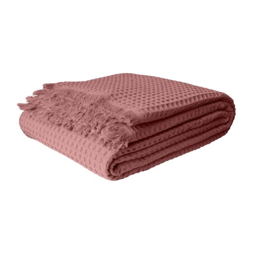 Cuvertură roz din bumbac 140x200 cm Waffle – Mijolnir