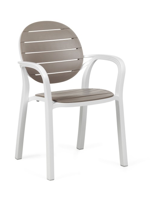 Scaun exterior Nardi Palma Armchair cadru alb  tortora