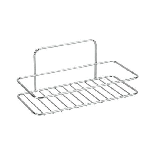 Raft pentru baie argintiu lucios de agățat/autoadeziv din oțel Luxy – Metaltex