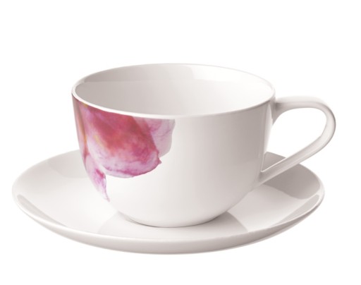 Ceasca si farfuriuta cappuccino Villeroy & Boch Rose Garden alb