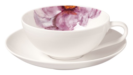 Ceasca si farfuriuta ceai Villeroy & Boch Rose Garden alb
