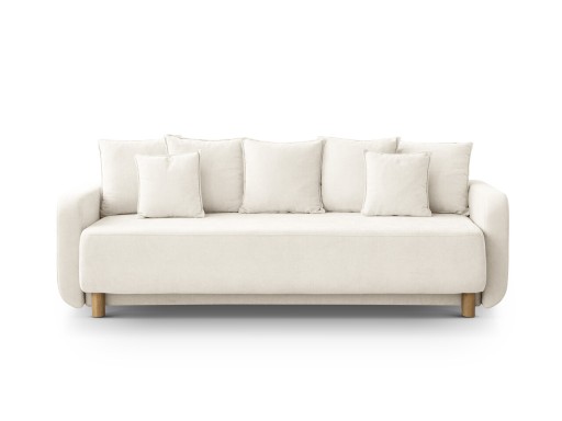 Canapea extensibila 3 locuri, cu lada depozitare, Elen-211, Micadoni Home, 231x106x86 cm, tesatura structurata chenille, ivoriu