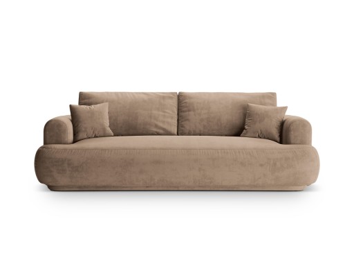 Canapea extensibila 3 locuri, Ella-120, Micadoni Home, 253x108x94 cm, catifea, bej inchis