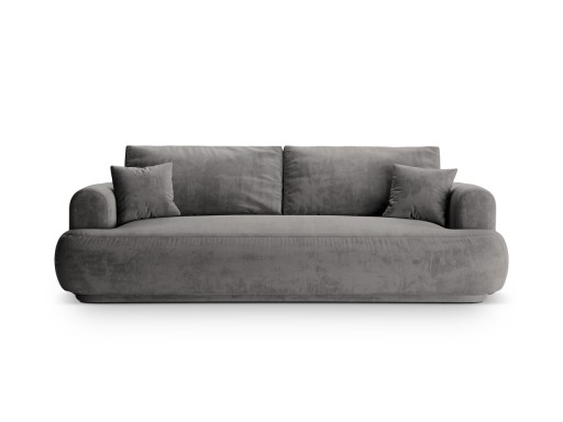 Canapea extensibila 3 locuri, Ella-120, Micadoni Home, 253x108x94 cm, catifea, gri