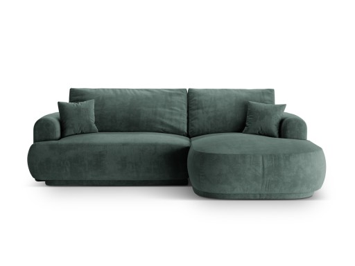 Coltar extensibil dreapta 5 locuri, modular, cu lada depozitare, Ella, Micadoni Home, 271x174x94 cm, catifea, petrol