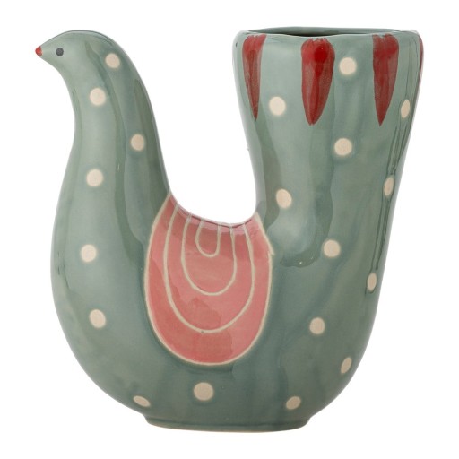Vază verde din gresie pictată manual (înălțime 19 cm) Trudy – Bloomingville