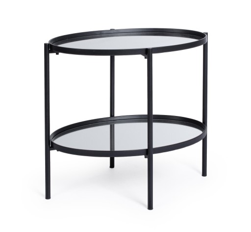 Masuta de cafea Jens, Bizzotto, 64x44x55.5 cm, otel/sticla, negru