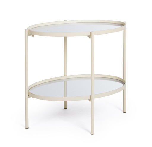 Masuta de cafea Jens, Bizzotto, 64x44x55.5 cm, otel/sticla, ivoriu
