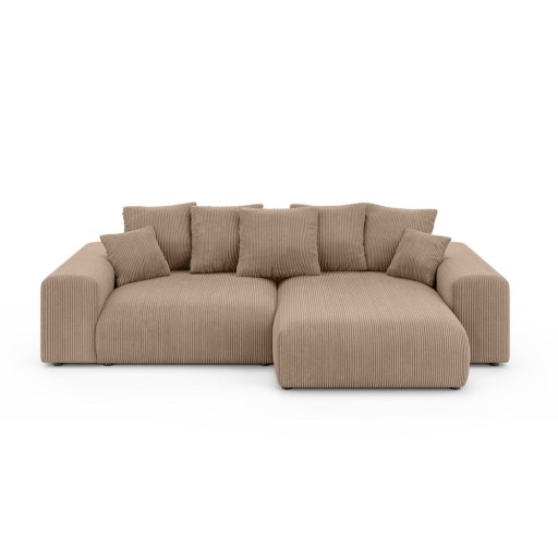 Colțar bej extensibil/cu spațiu de depozitare cu tapițerie din catifea reiată (cu colț variabil) Luma – Ropez