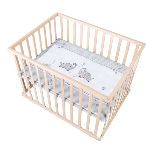 Țarc pentru copii în culoare naturală cu roți 100x75 cm Jumbo Twins – Roba
