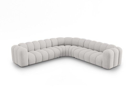 Coltar simetric modular 5 locuri, Lupine-140, Micadoni Home, 309x309x70 cm, tesatura chenille din poliester, gri deschis