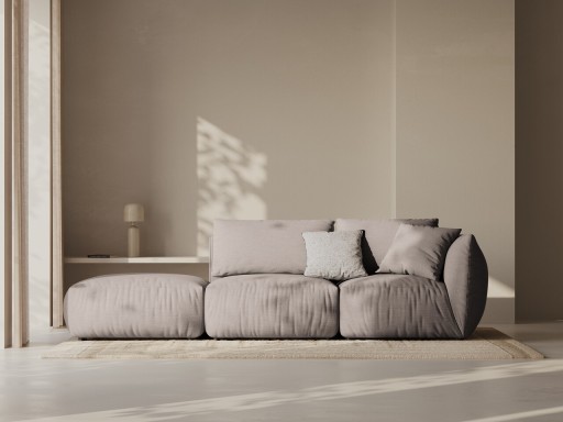 Canapea modulara 3 locuri cotiera stanga, Chris-259, Micadoni Home, 315x100x80 cm, tesatura structurata chenille, bej sand