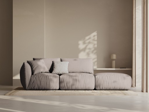Canapea modulara 3 locuri cotiera dreapta, Chris-259, Micadoni Home, 315x100x80 cm, tesatura structurata chenille, bej sand