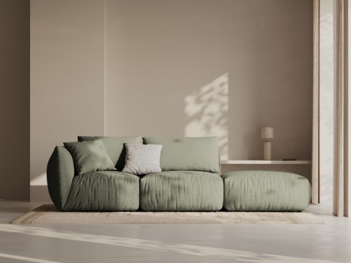 Canapea modulara 3 locuri cotiera dreapta, Chris-259, Micadoni Home, 315x100x80 cm, tesatura structurata chenille, verde deschis