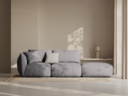 Canapea modulara 3 locuri cotiera dreapta, Chris-259, Micadoni Home, 315x100x80 cm, tesatura structurata chenille, gri beton