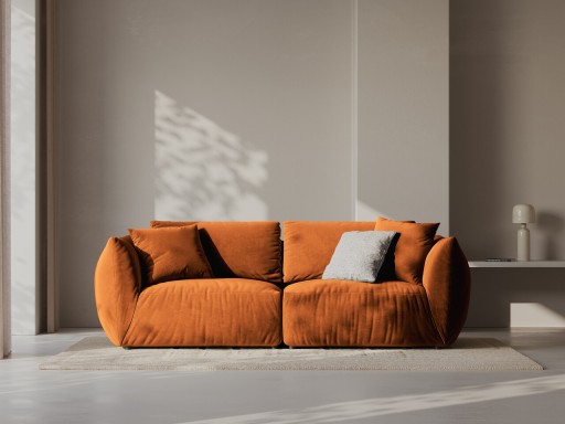Canapea modulara 3 locuri, Chris-184, Micadoni Home, 220x100x80 cm, catifea, teracota