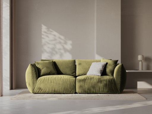 Canapea modulara 3 locuri, Chris-184, Micadoni Home, 220x100x80 cm, catifea, verde deschis