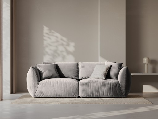 Canapea modulara 3 locuri, Chris-184, Micadoni Home, 220x100x80 cm, catifea, gri