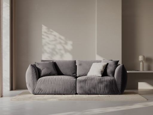 Canapea modulara 3 locuri, Chris-184, Micadoni Home, 220x100x80 cm, catifea, gri inchis