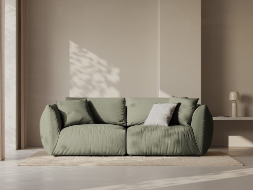 Canapea modulara 3 locuri, Chris-259, Micadoni Home, 220x100x80 cm, tesatura structurata chenille, verde deschis