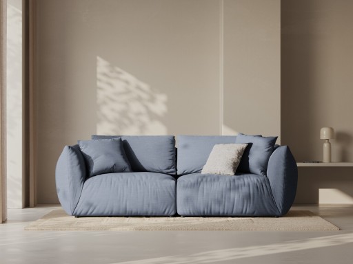 Canapea modulara 3 locuri, Chris-259, Micadoni Home, 220x100x80 cm, tesatura structurata chenille, albastru muted