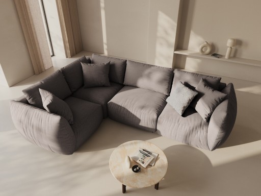 Coltar stanga 4 locuri, Chris-259, Micadoni Home, 295x210x80 cm, tesatura structurata chenille, bej sand