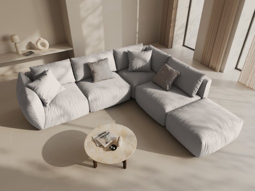 Coltar modular dreapta 4 locuri, Chris-259, Micadoni Home, 295x290x80 cm, tesatura structurata chenille, natural