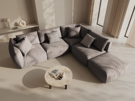 Coltar modular dreapta 4 locuri, Chris-259, Micadoni Home, 295x290x80 cm, tesatura structurata chenille, bej sand