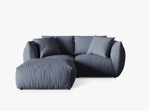 Coltar modular reversibil 4 locuri, Chris-259, Micadoni Home, 220x200x80 cm, tesatura structurata chenille, albastru muted