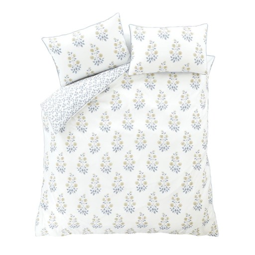 Lenjerie de pat albă din damasc pentru pat dublu/extinsă 230x220 cm Eloise Floral – Bianca
