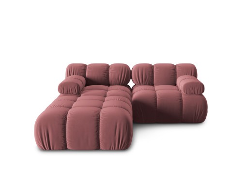 Canapea modulara 3 locuri, Bellis-51, Micadoni Home, 188x188x70 cm, catifea, roz